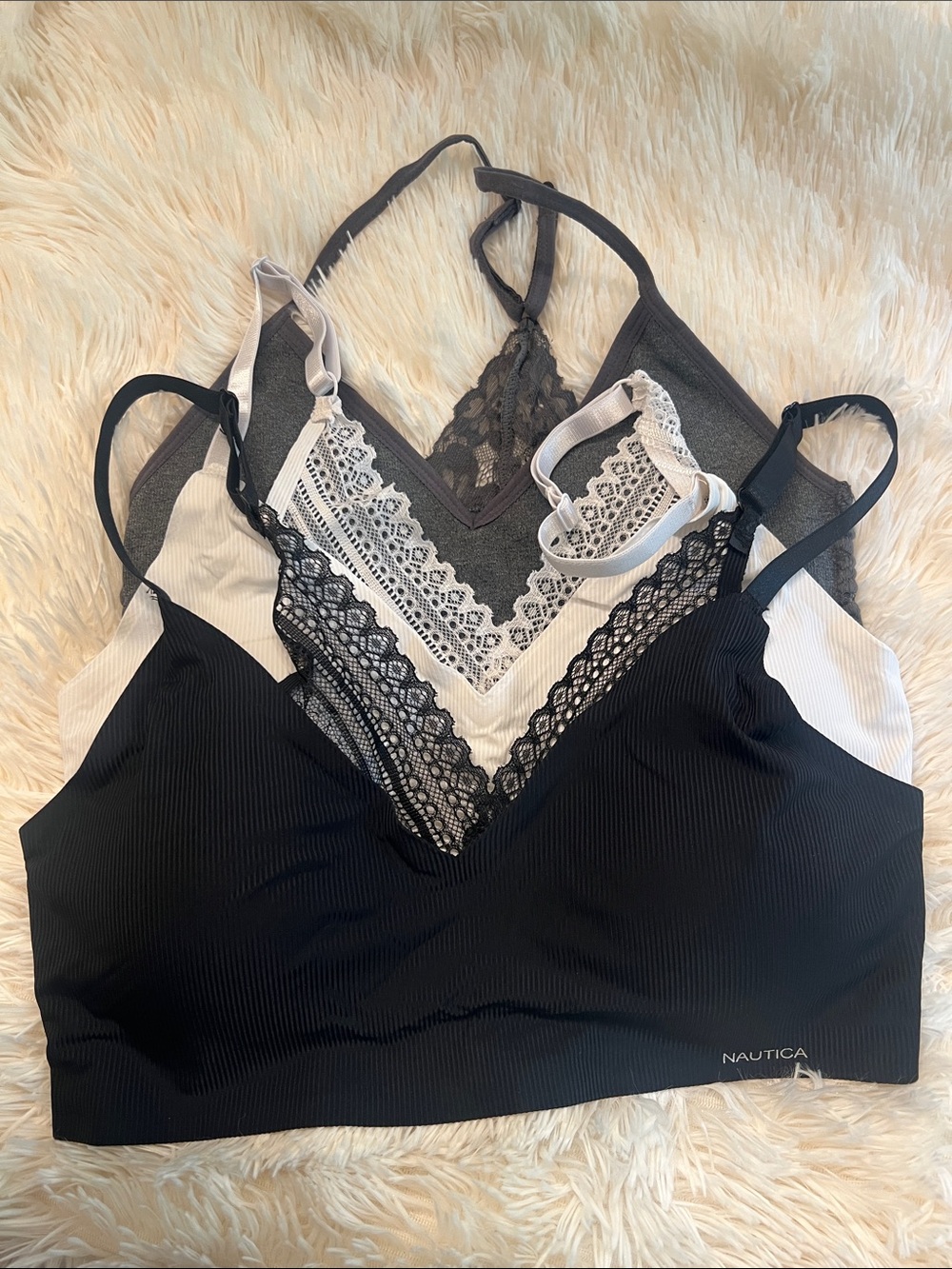 3 pack Nautica Seamless Lace-Trim Braletttes